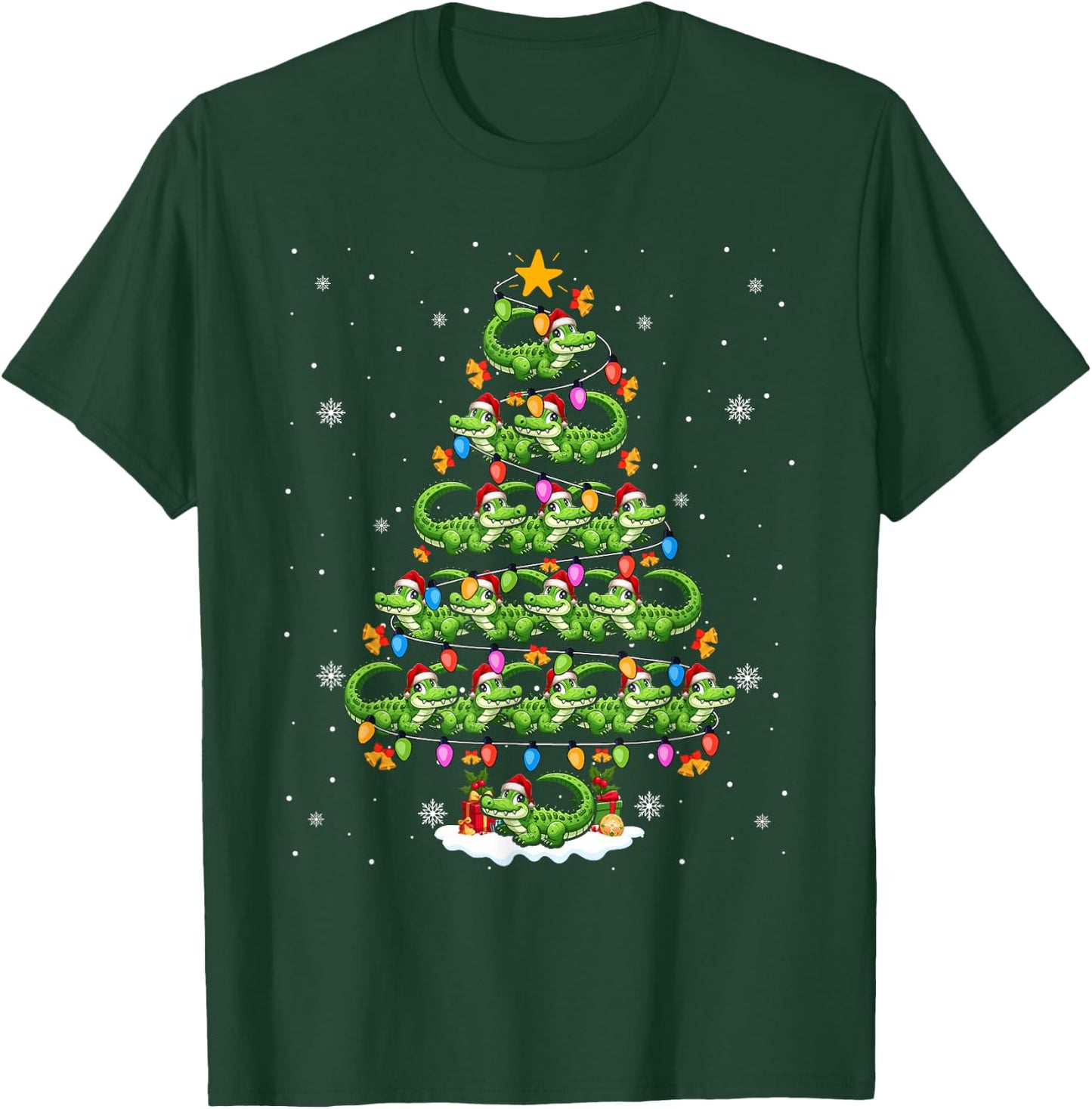 Group Santa Alligators As Christmas Tree Colorful Lights T-Shirt - T-Shirt | Forest