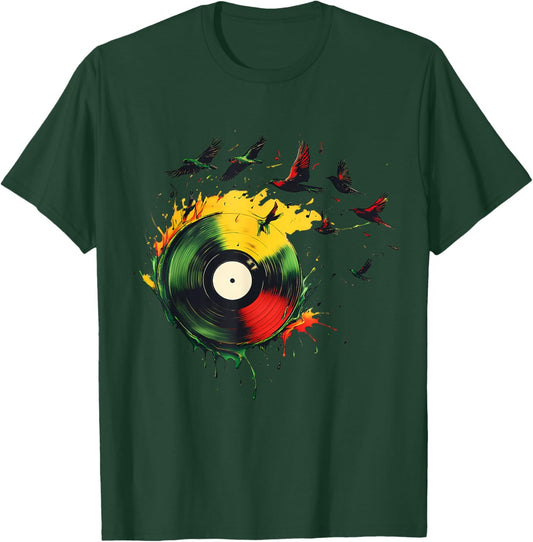 Rasta Vinyl Rastafarian Roots Jamaican Reggae Music T-Shirt - T-Shirt | Forest