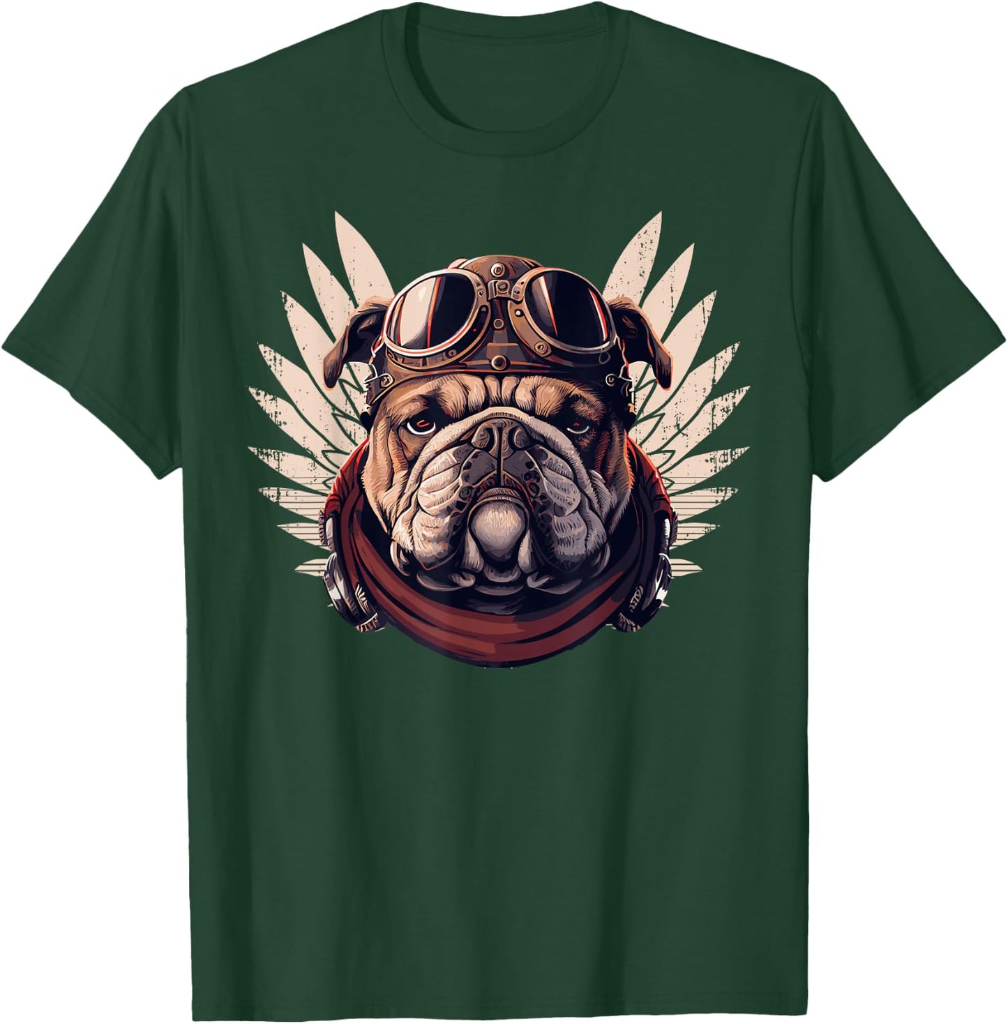 English Bulldog Biker Helmet Motorcycle Aesthetic Women Girls Kids T-Shirt - T-Shirt | Forest