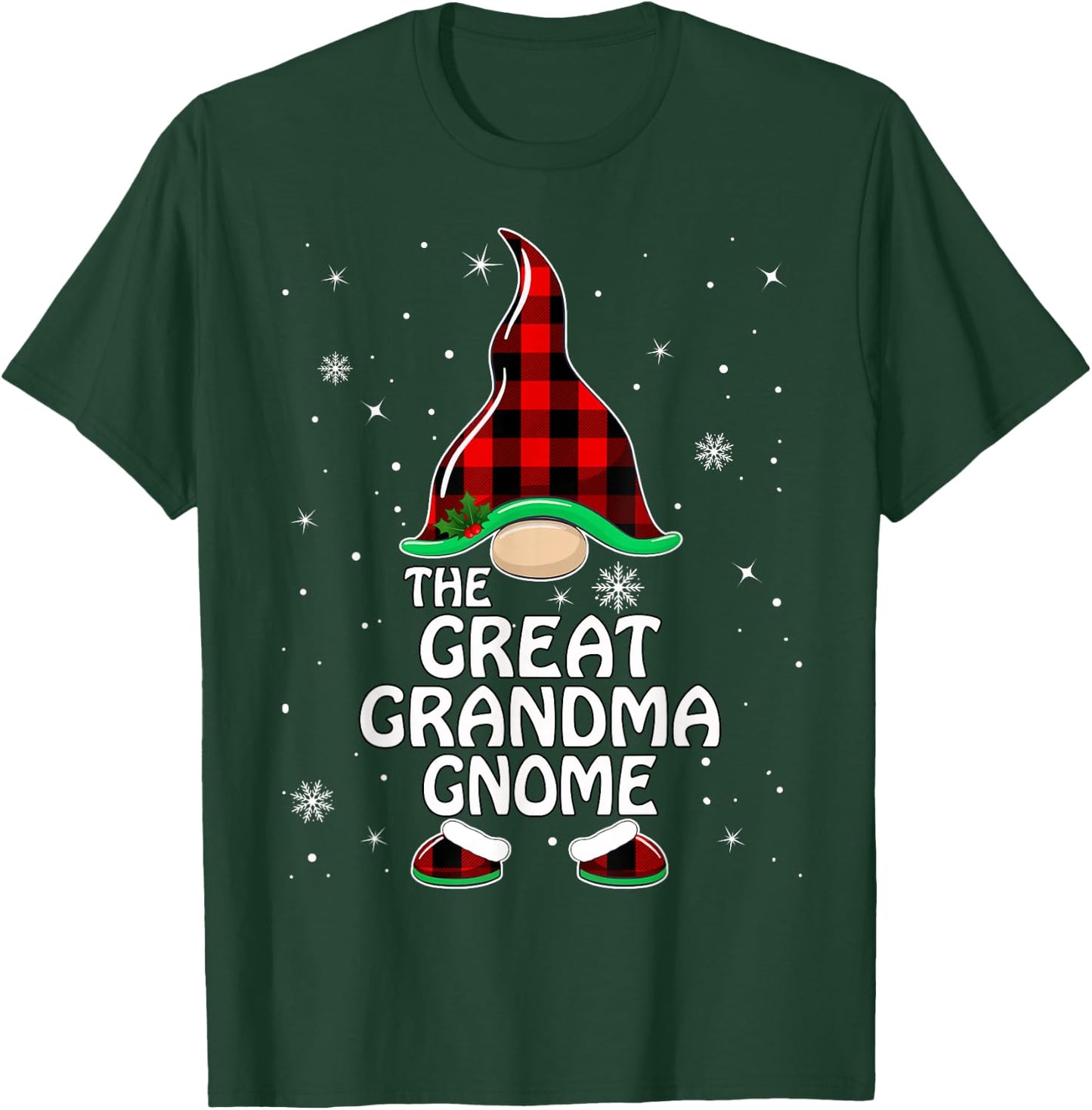 Great grandma Gnome Buffalo Plaid Matching Family Christmas T-Shirt - T-Shirt | Forest