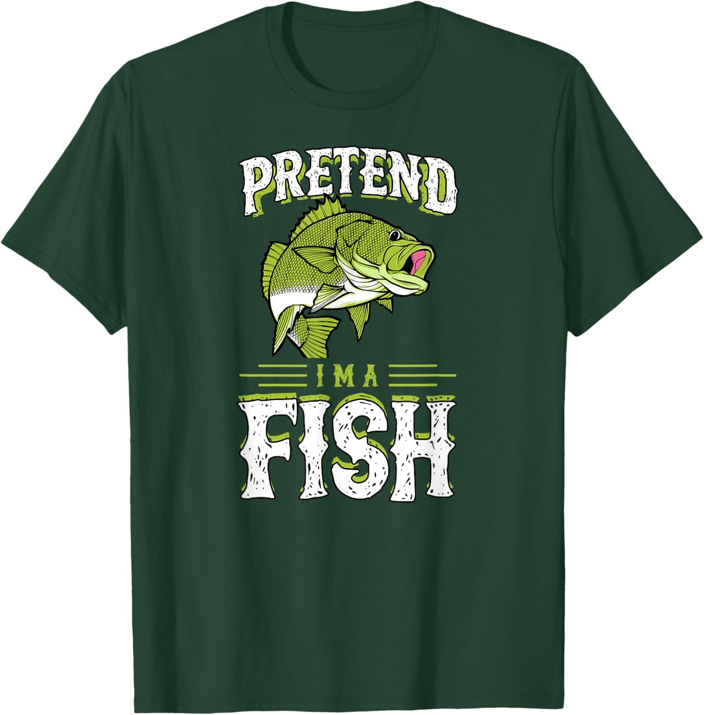 Pretend I'm A Fish Bass Funny Cute Lazy Halloween Costume T-Shirt - T-Shirt | Forest