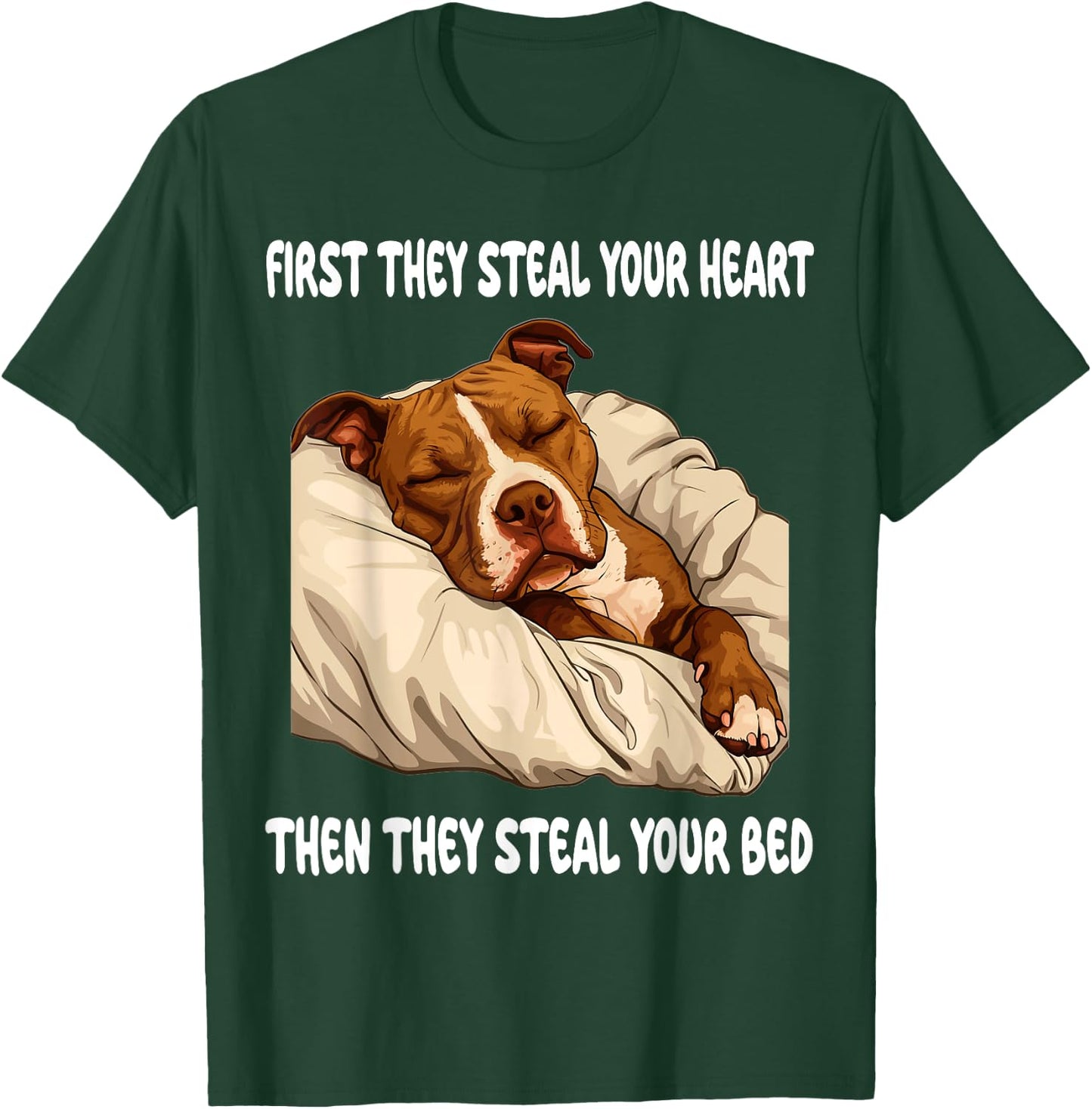 Pitbull Sleeping Pajamas Nightgown T-Shirt - T-Shirt | Forest