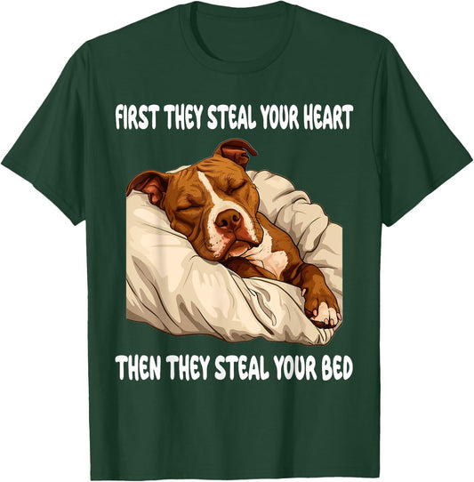 Pitbull Sleeping Pajamas Nightgown T-Shirt - T-Shirt | Forest