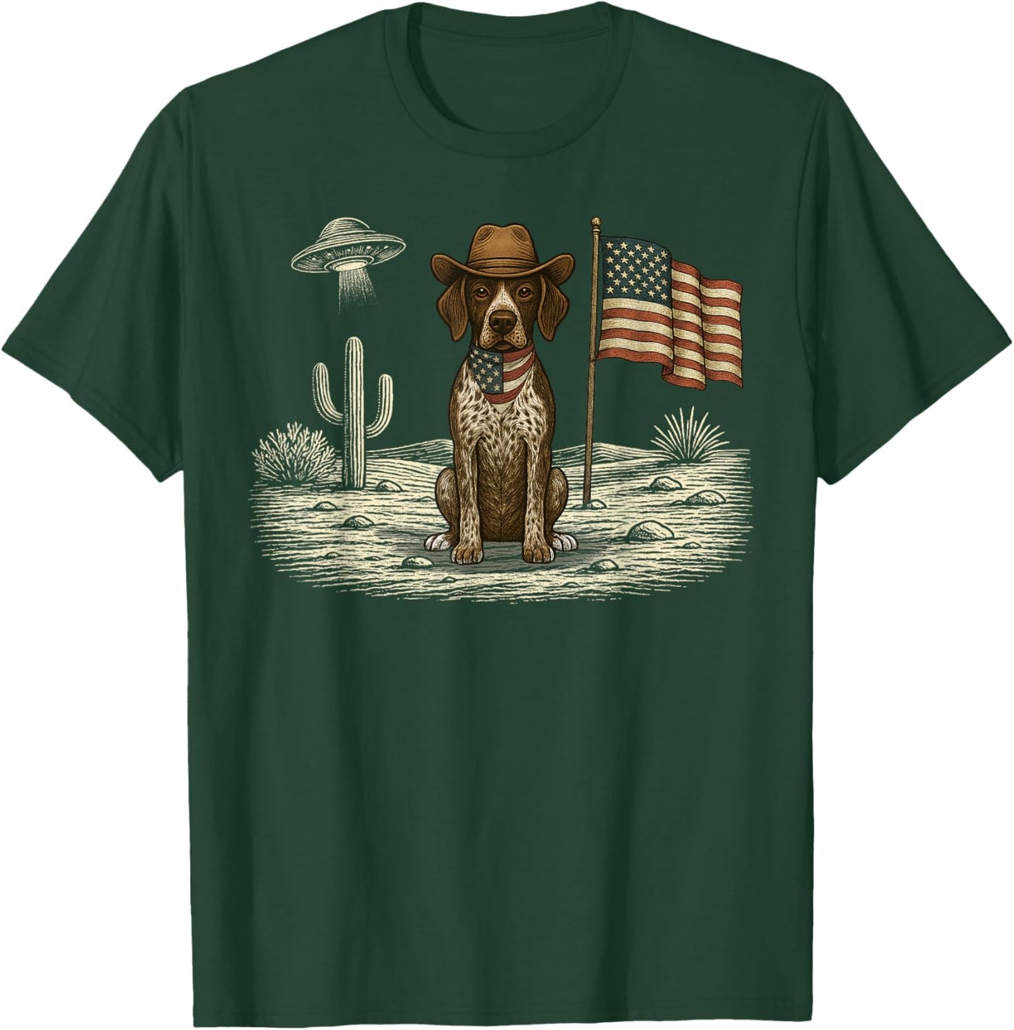 German Shorthaired Pointer 4th of July US American Flag Dog T-Shirt - T-Shirt | Forest