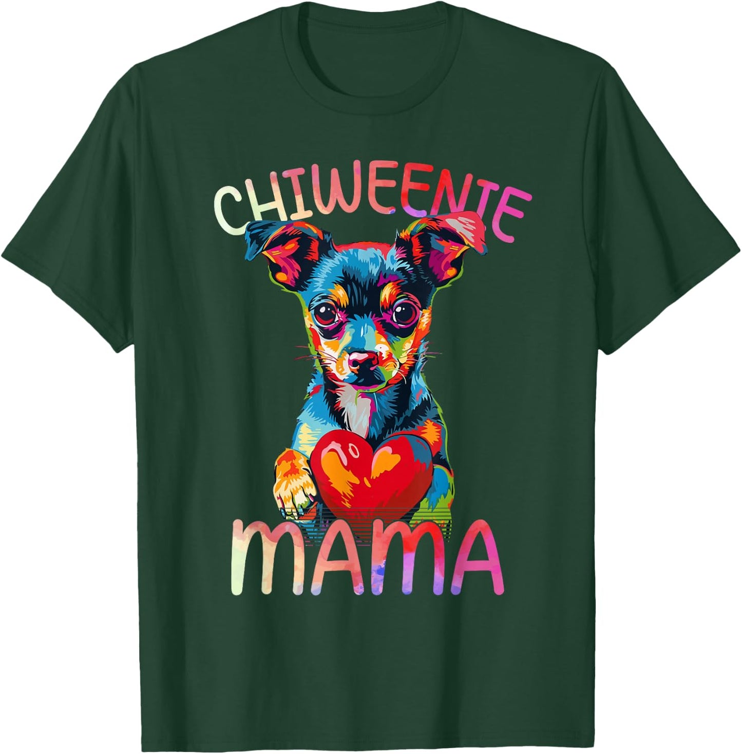 Chiweenie Lover Mama Heart Pop Art Chiweenie Mom T-Shirt - T-Shirt | Forest