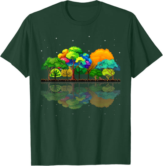 Nature Reflection Forest Trees Outdoor Wildlife T-Shirt - T-Shirt | Forest