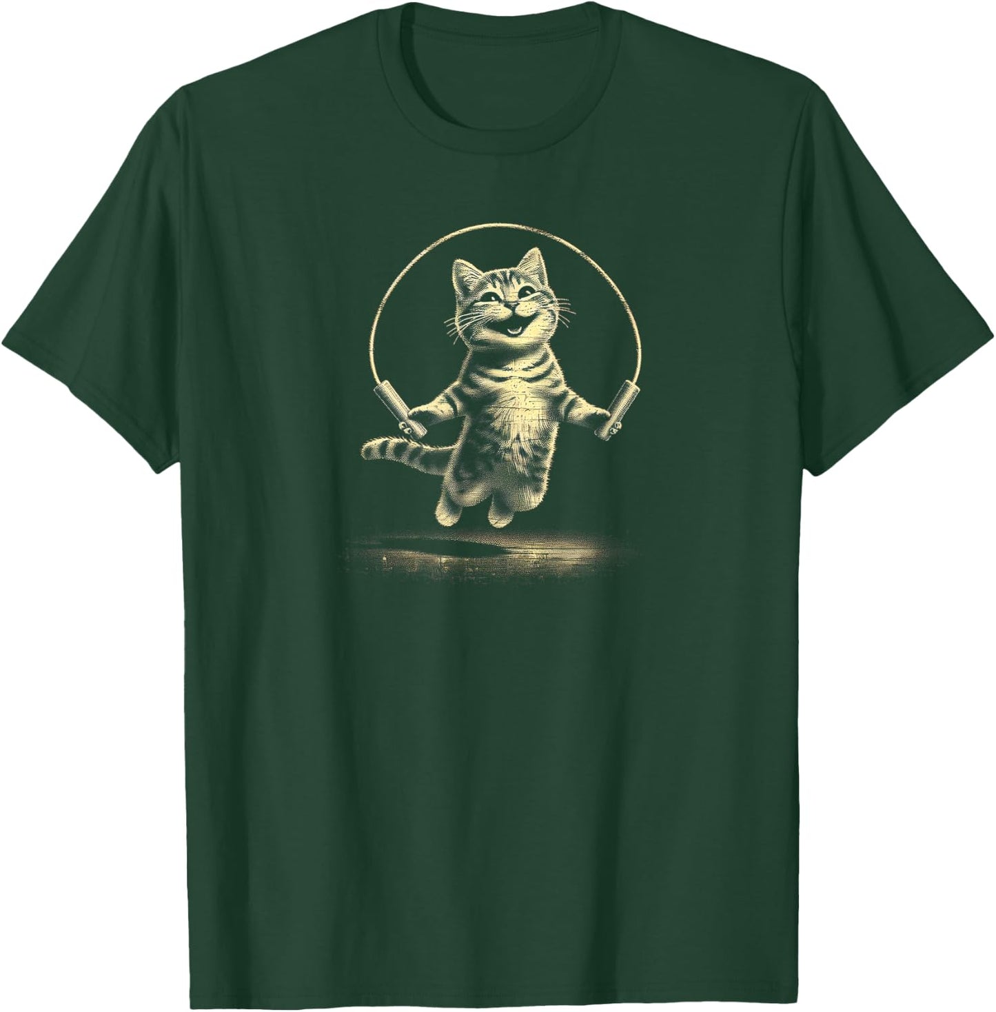 Whisker Workouts Kitty Jump Rope , Small, Black T-Shirt - T-Shirt | Forest