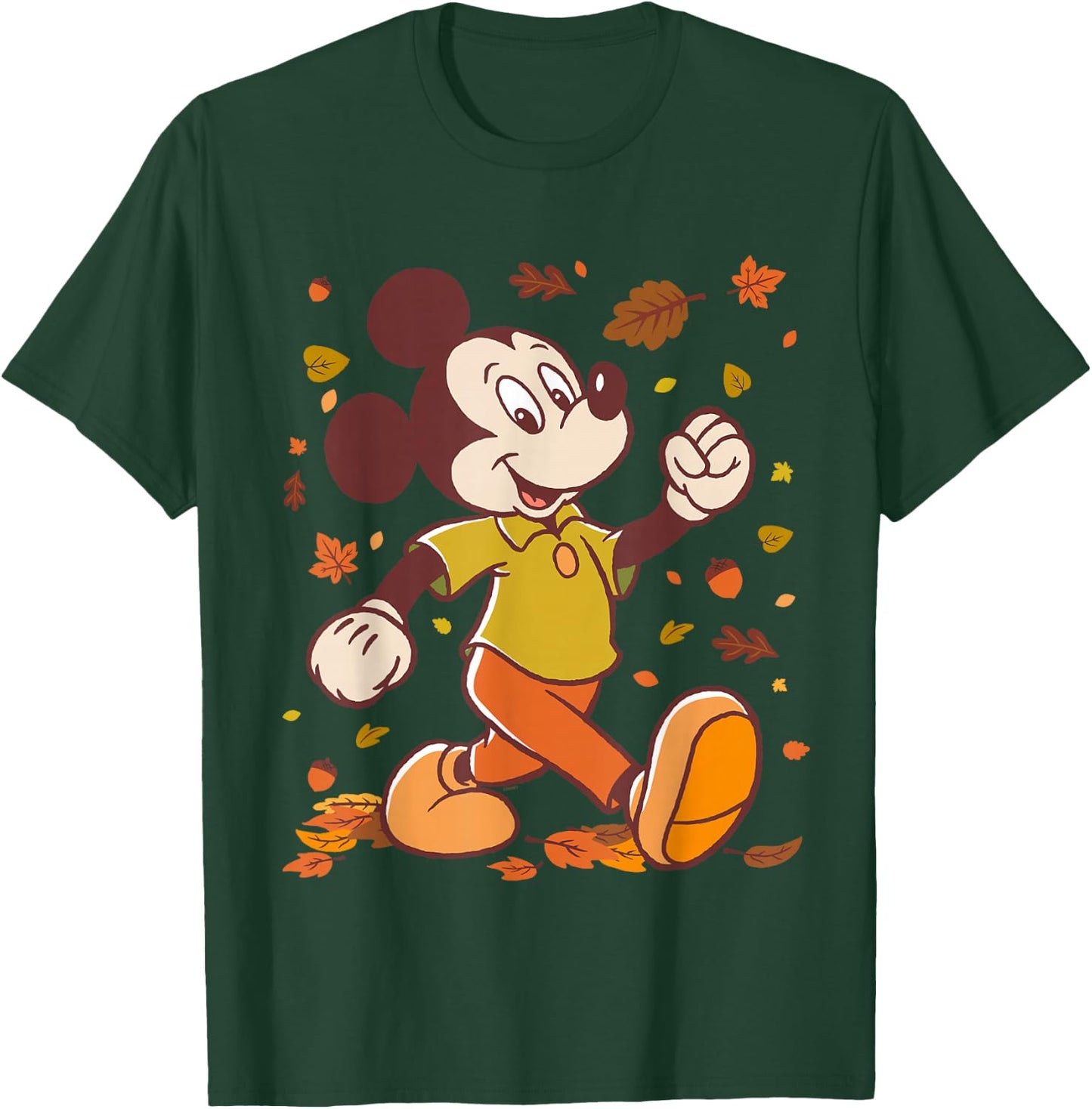 Disney Mickey Mouse Strolling Through Autumn Leaves Fall T-Shirt - T-Shirt | Forest