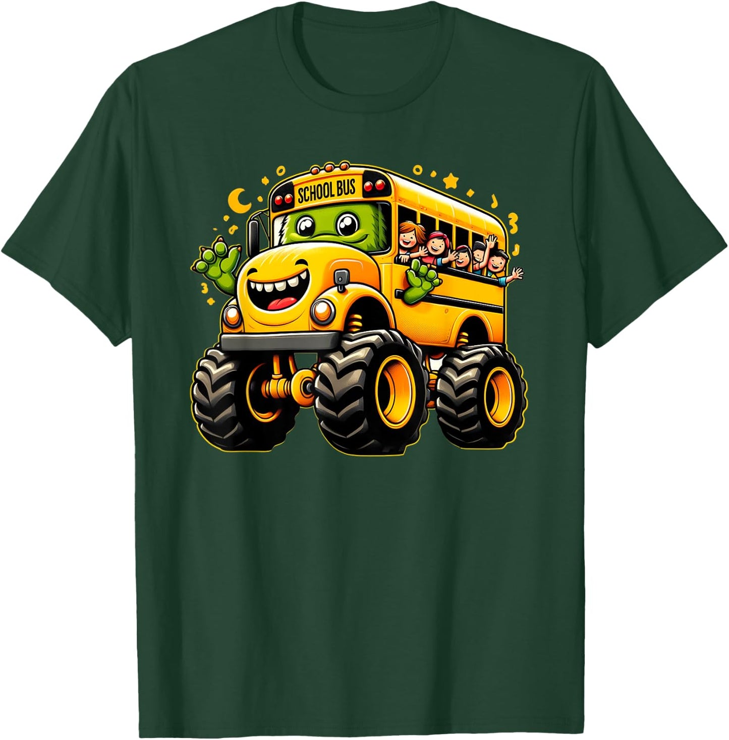 Yellow Monster Truck School Bus Cute School Bus Driver T-Shirt - T-Shirt | Forest