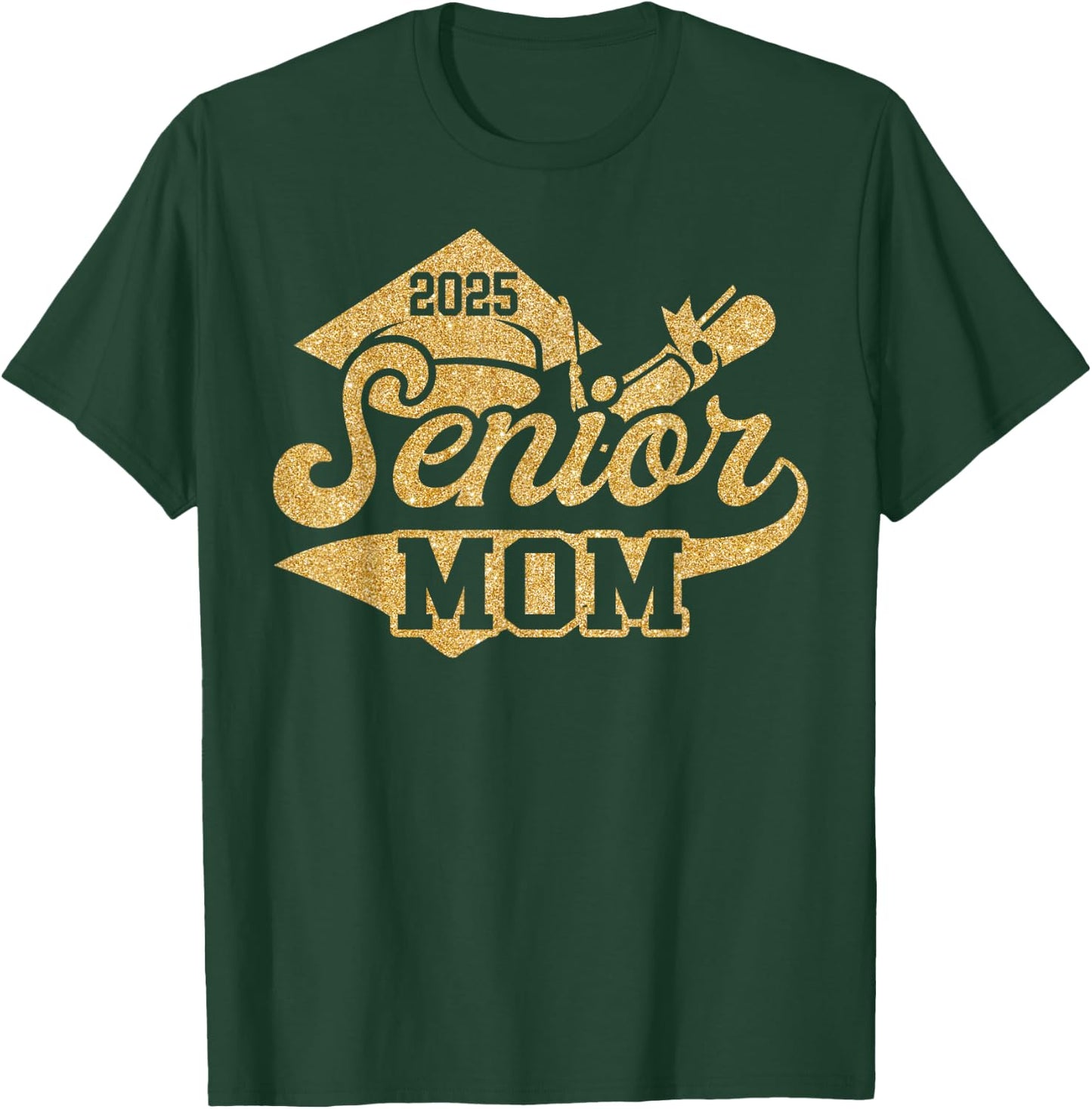 SENIOR Mom CLASS OF 2025 Graduate Gift Black Yellow Gold T-Shirt - T-Shirt | Forest