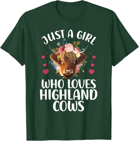 Funny Highland Cow Art Girls Highlander Cow Lover T-Shirt - T-Shirt | Forest
