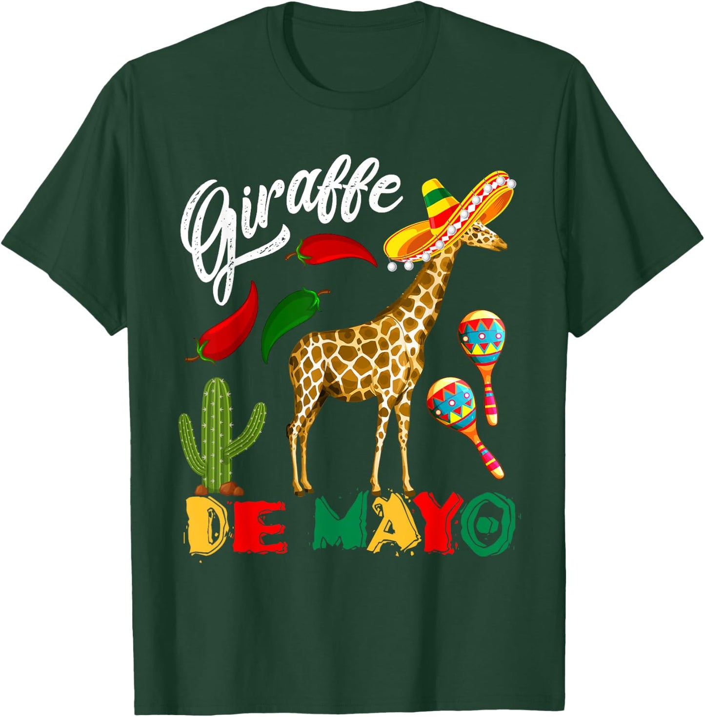 Giraffe De Mayo Mexican Giraffe Sombrero Cinco De Mayo T-Shirt - T-Shirt | Forest