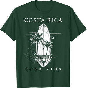 Costa Rica Surf Vintage Surfing Surfer T-Shirt - T-Shirt | Forest