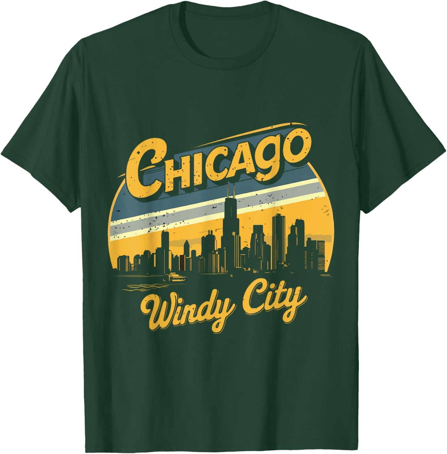 Chicago Skyline Windy City Costume Vintage Illinois Souvenir T-Shirt - T-Shirt | Forest