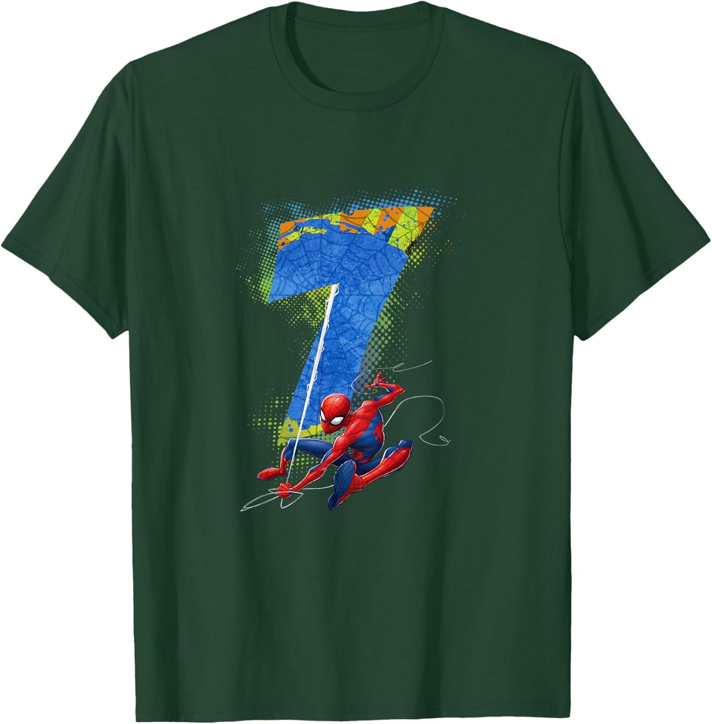 Marvel Super Heroes Spider-Man 7 Year Old Seventh Birthday T-Shirt - T-Shirt | Forest