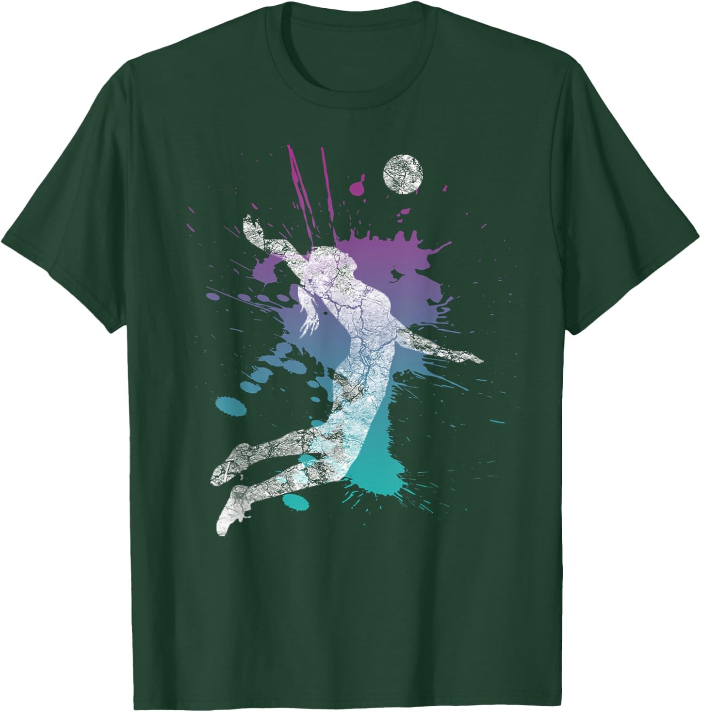 Girls Volleyball Poison Pink & Blue Server Teen Distressed T-Shirt - T-Shirt | Forest
