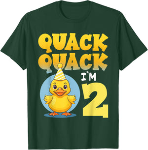 Quack Quack I'm 2 Year Old 2nd Birthday Duck Boys Girls Kids T-Shirt - T-Shirt | Forest