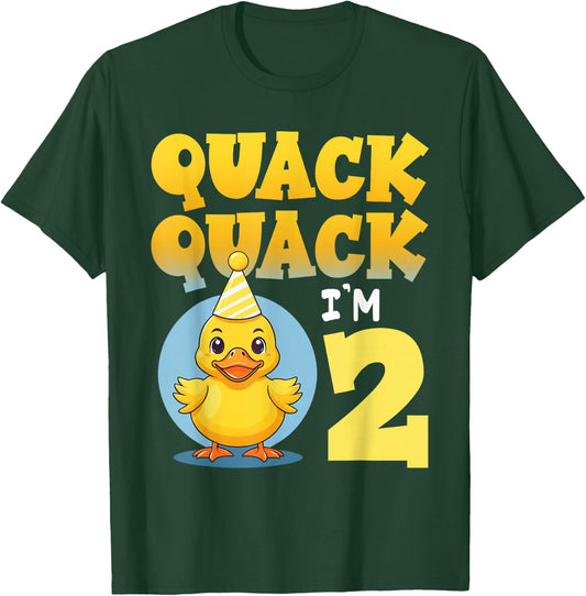 Quack Quack I'm 2 Year Old 2nd Birthday Duck Boys Girls Kids T-Shirt - T-Shirt | Forest
