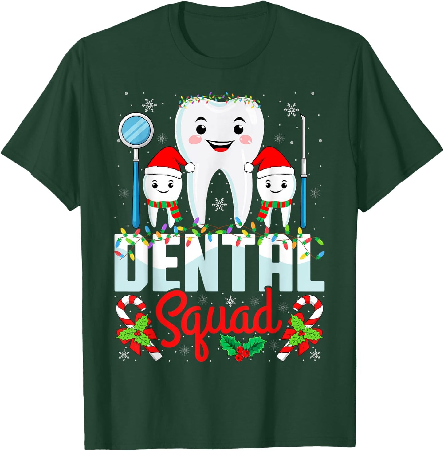 Dental Squad Santa Hat Xmas Dentist Hygienist Christmas T-Shirt - T-Shirt | Forest