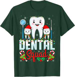 Dental Squad Santa Hat Xmas Dentist Hygienist Christmas T-Shirt - T-Shirt | Forest
