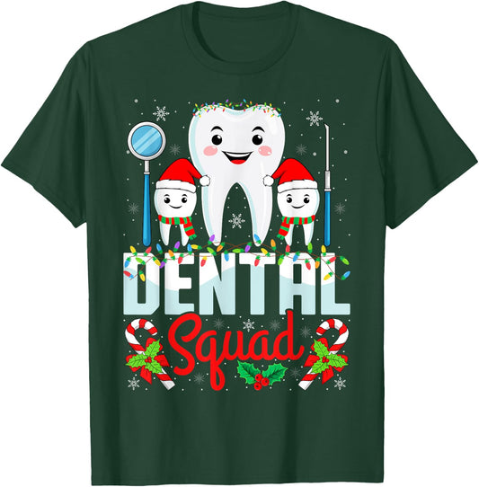 Dental Squad Santa Hat Xmas Dentist Hygienist Christmas T-Shirt - T-Shirt | Forest