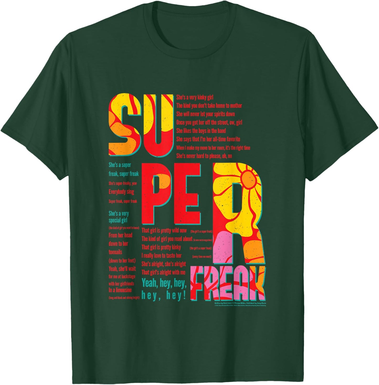 Super Freak Lyrics Rick James Motown Records T-Shirt - T-Shirt | Forest