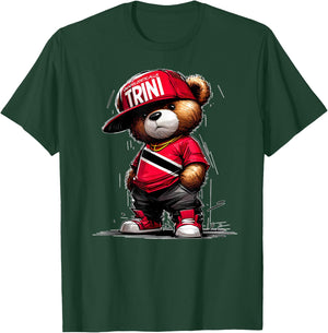Unapologetically Trini Cool Teddy Bear Trinidad Flag Art T-Shirt - T-Shirt | Forest