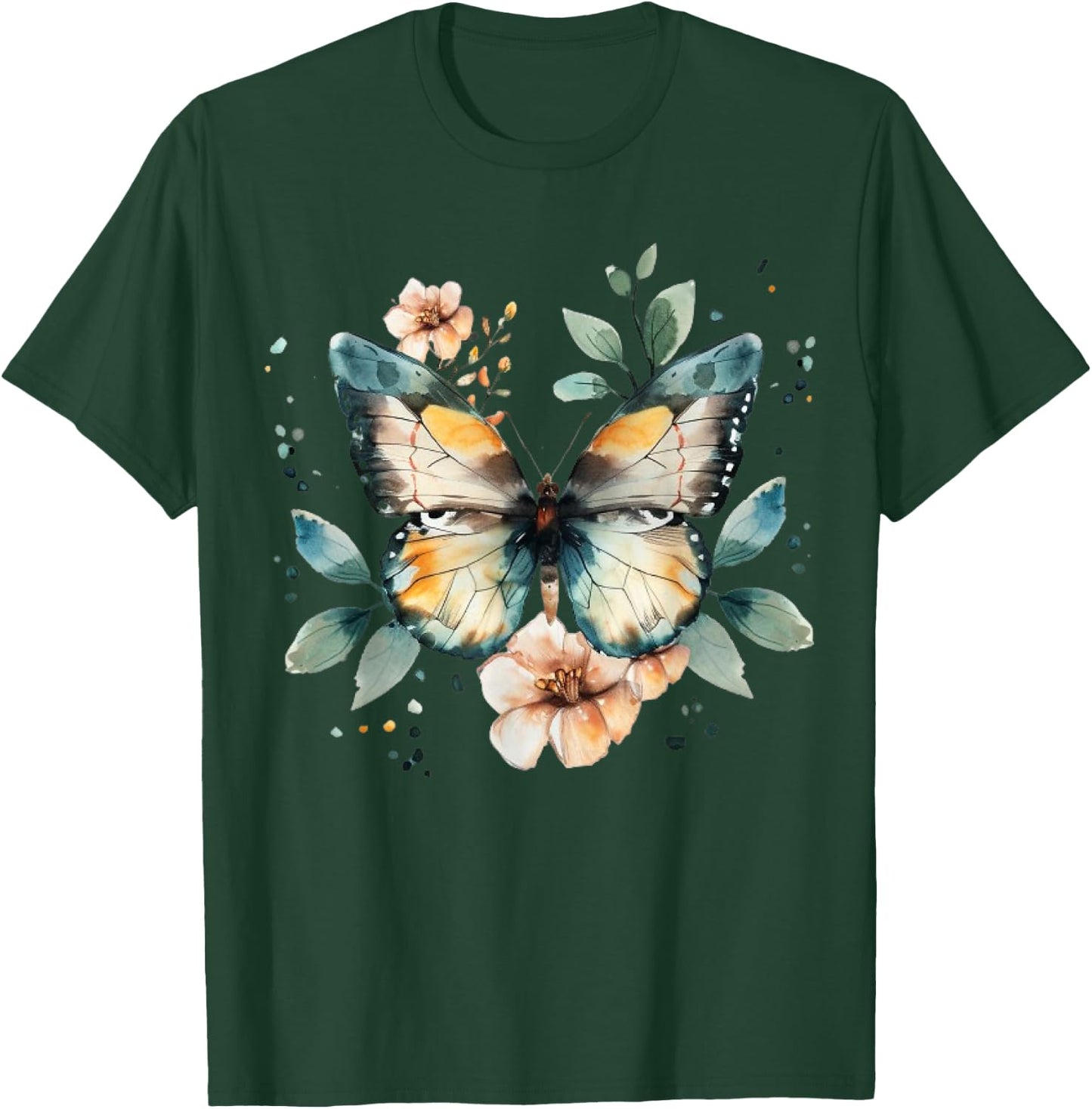 Butterfly With Flowers I Aesthetic Butterfly T-Shirt - T-Shirt | Forest