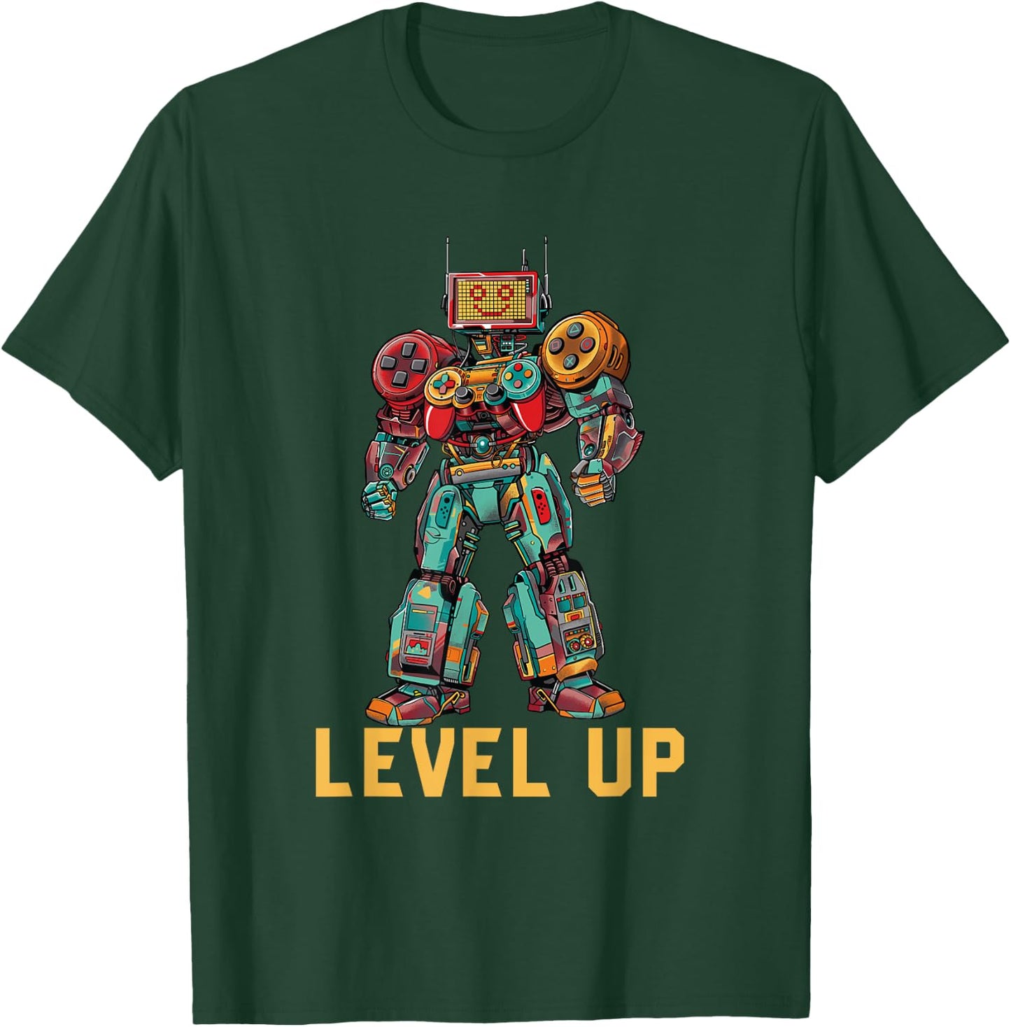 Level up Gamer Robot game controller graphic T-Shirt - T-Shirt | Forest
