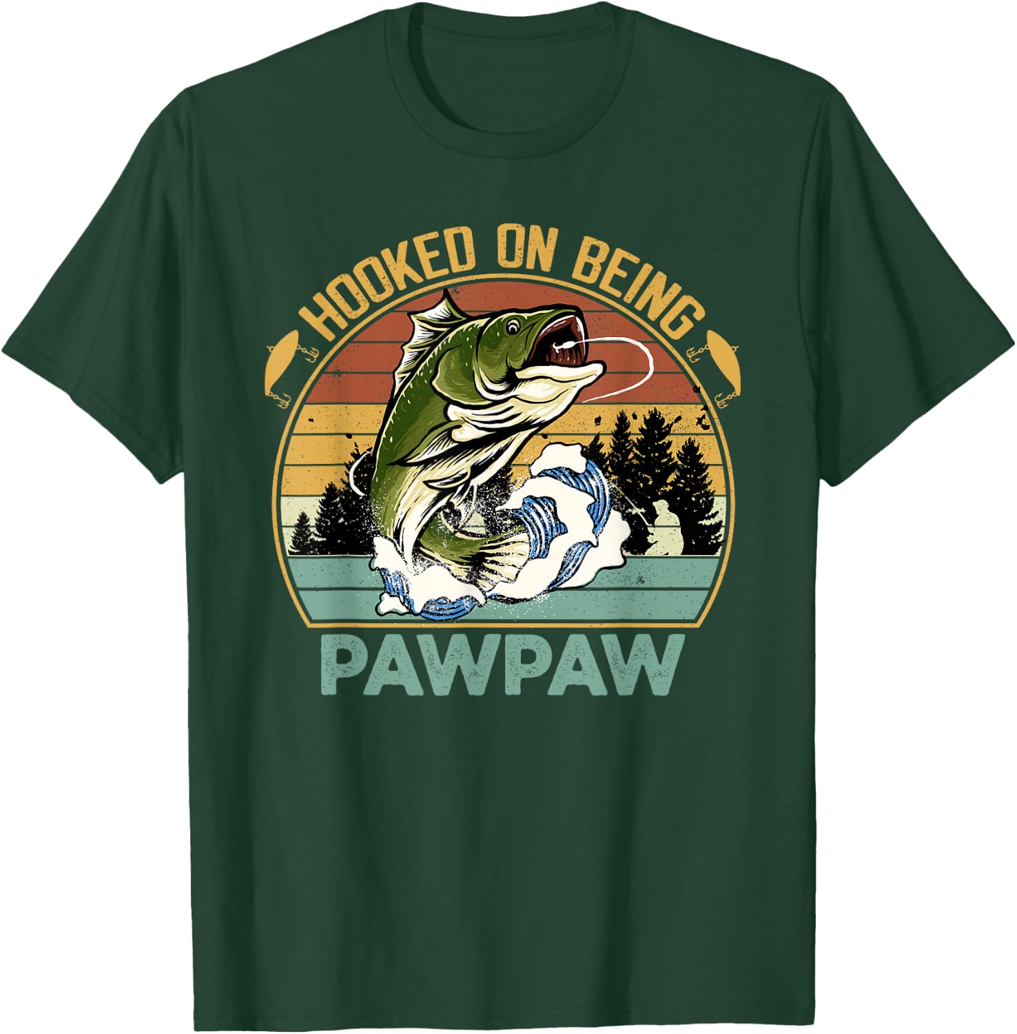 Vintage Hooked On Being Pawpaw Father's Day Fishing T-Shirt - T-Shirt | Forest