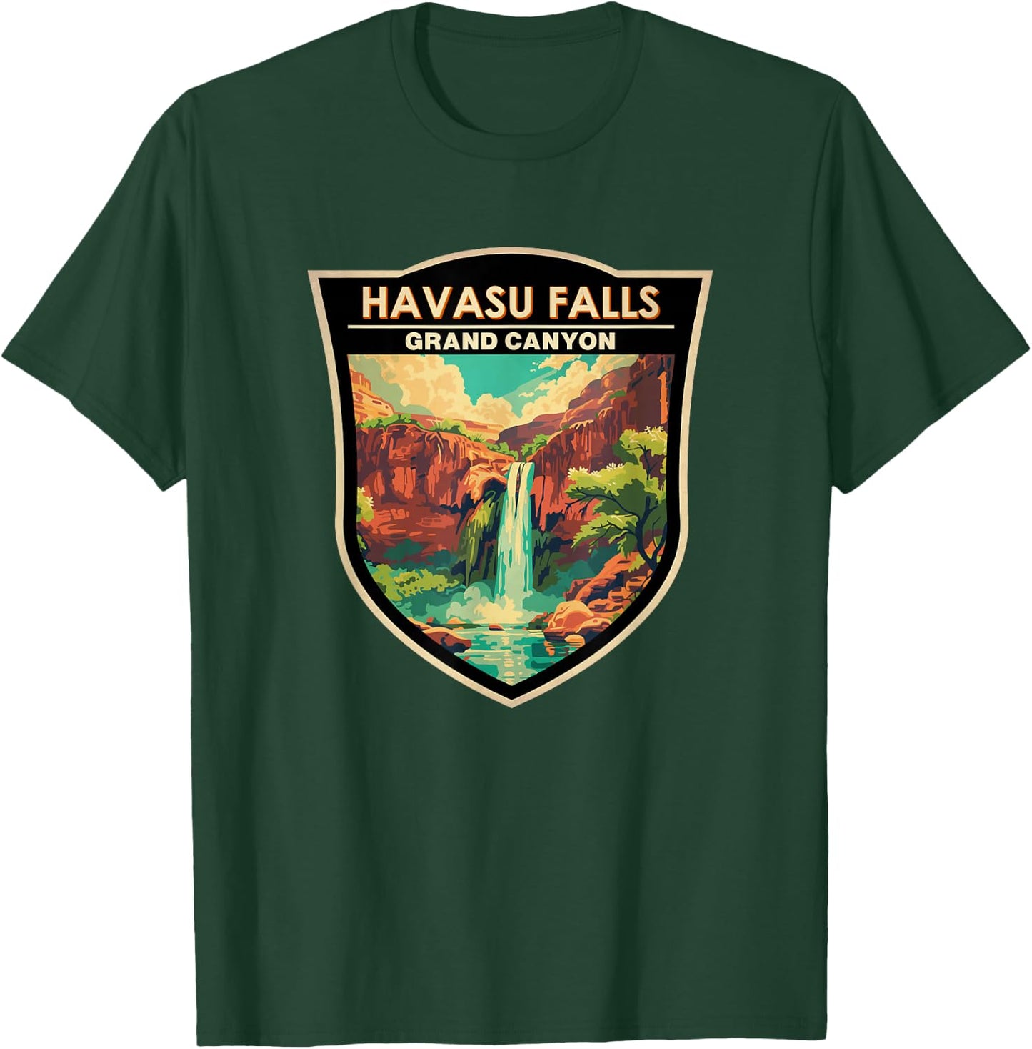 Havasu Falls Grand Canyon Landmark Badge Vintage T-Shirt - T-Shirt | Forest