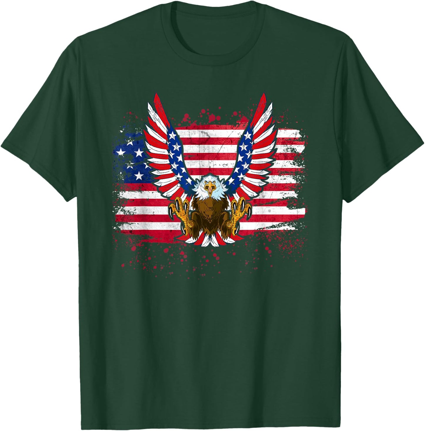 Patriotic Eagle 4th of July USA American Flag Men Women Kids T-Shirt - T-Shirt | Forest