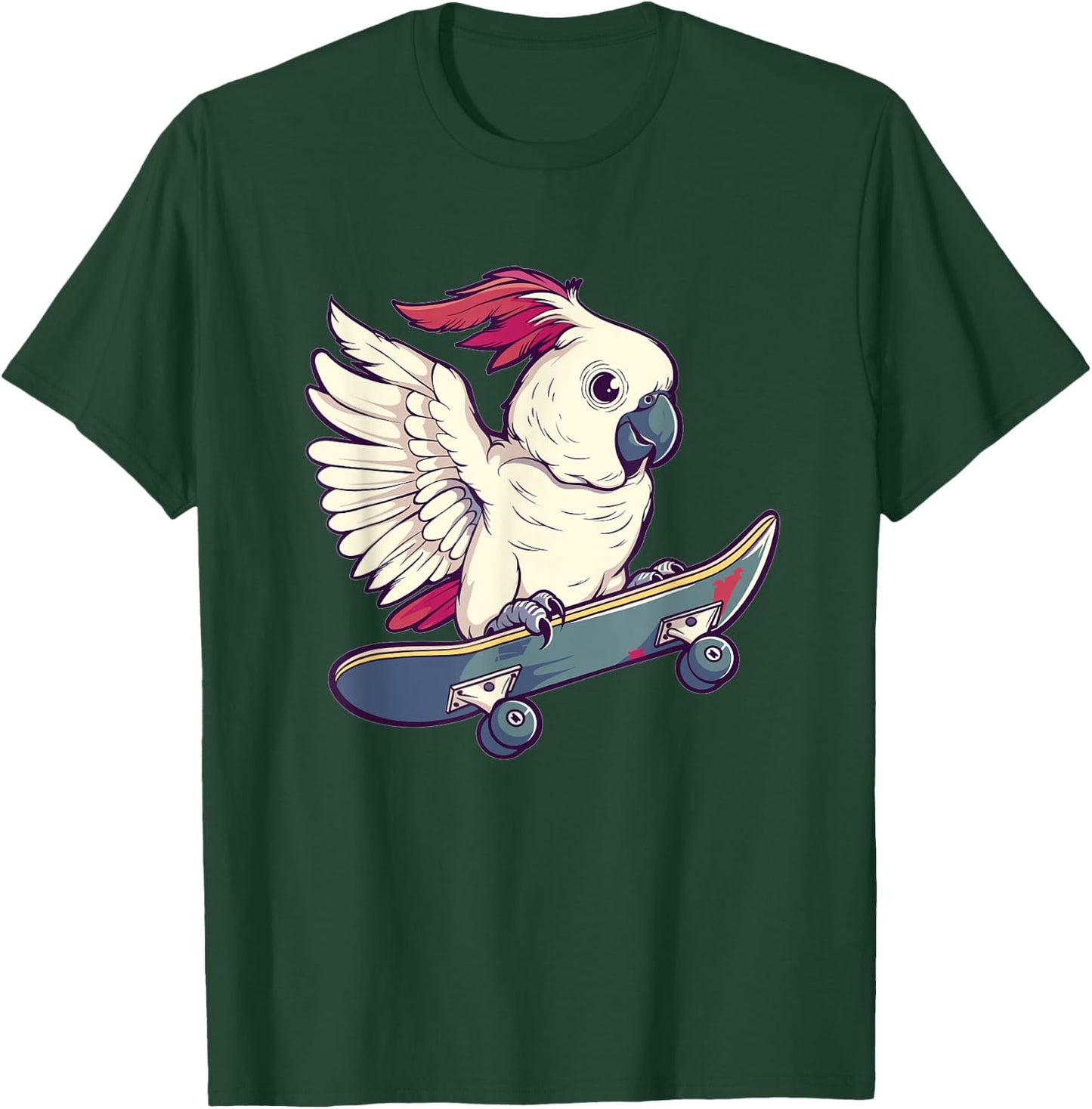 Cute Cockatoo With Skateboard I Kids Cockatoo T-Shirt - T-Shirt | Forest