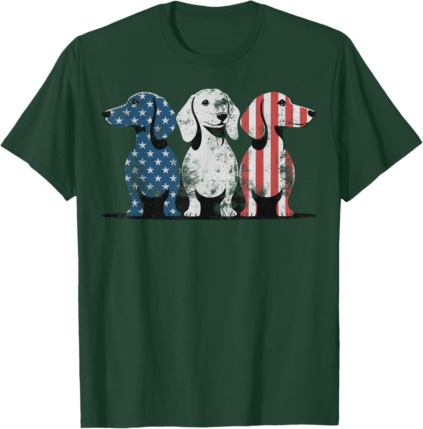 Patriotic Dachshund Dog USA Flag Sunglasses 4th of July T-Shirt - T-Shirt | Forest
