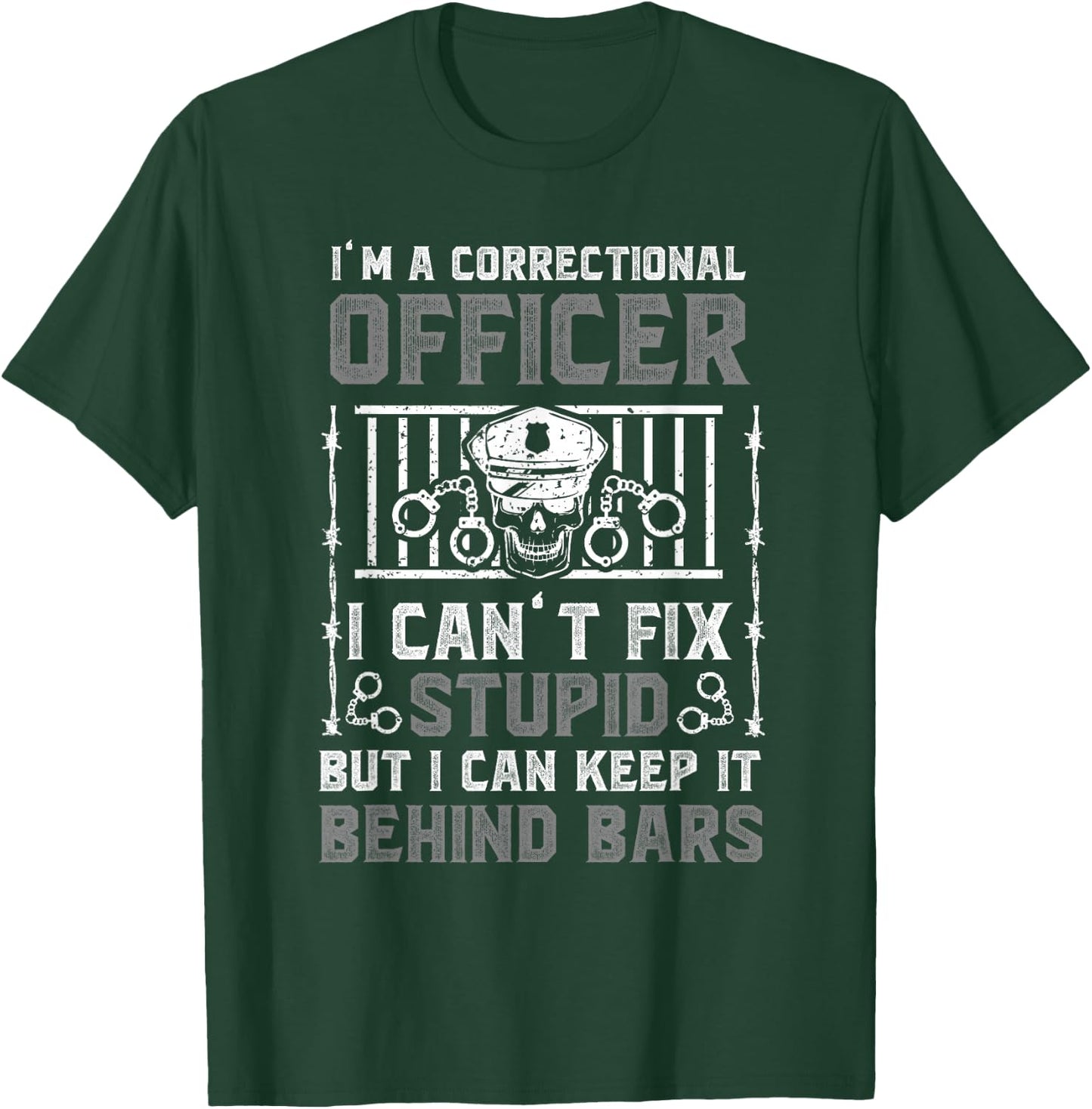 Thin Silver Line Prison Officer Funny , Black, Small, Short Sleeve, Cotton 60%, Polyester 40% T-Shirt - T-Shirt | Forest