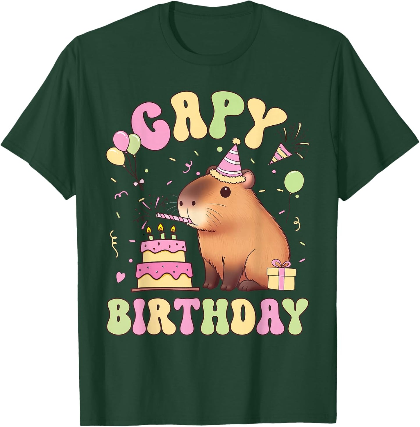 Funny Cute Capy Birthday Funny Capybara Animals Boys Girls T-Shirt - T-Shirt | Forest
