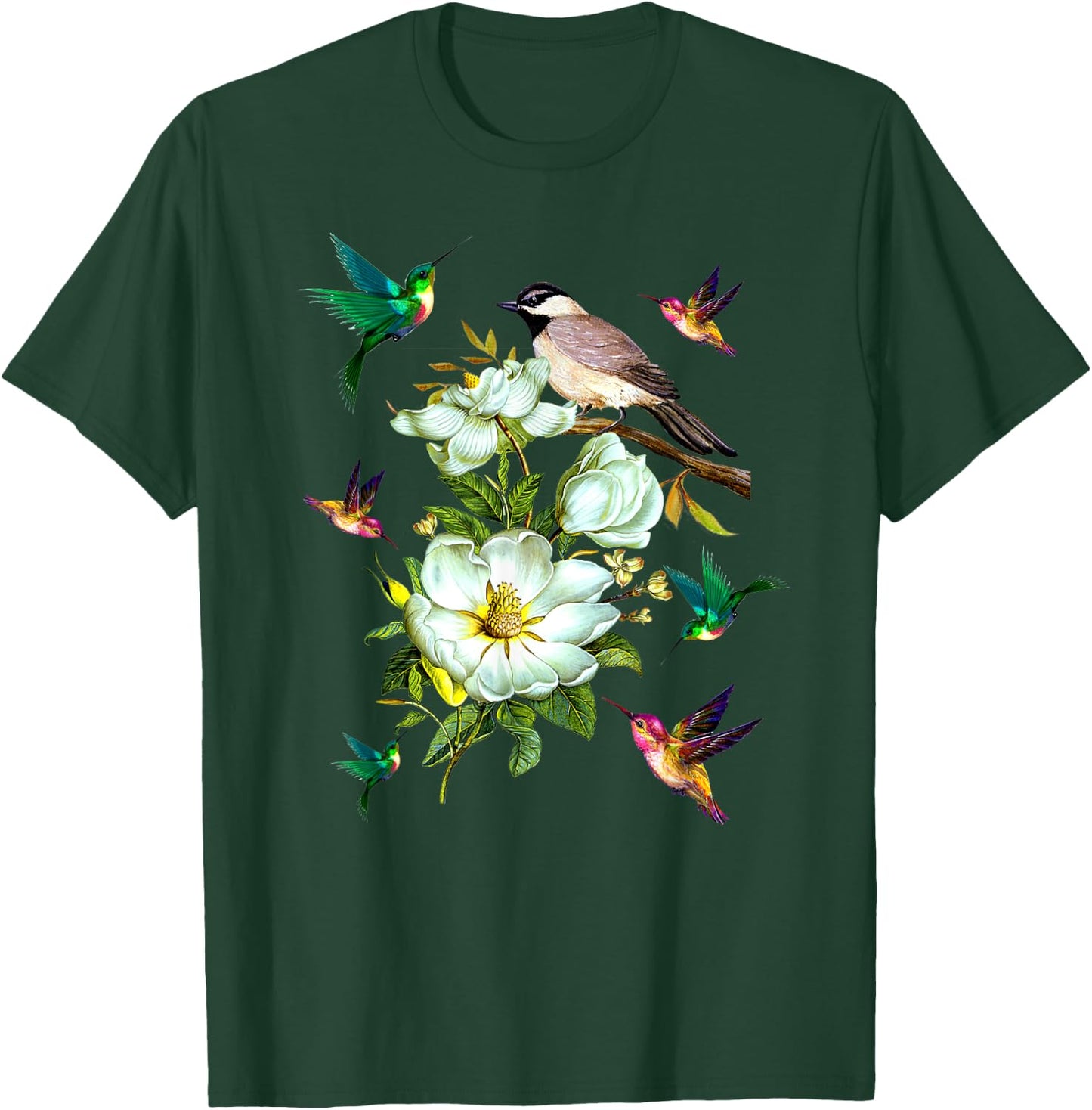 Hummingbird Flowers T Shirt Gift Lover Women Men Kids T-Shirt - T-Shirt | Forest