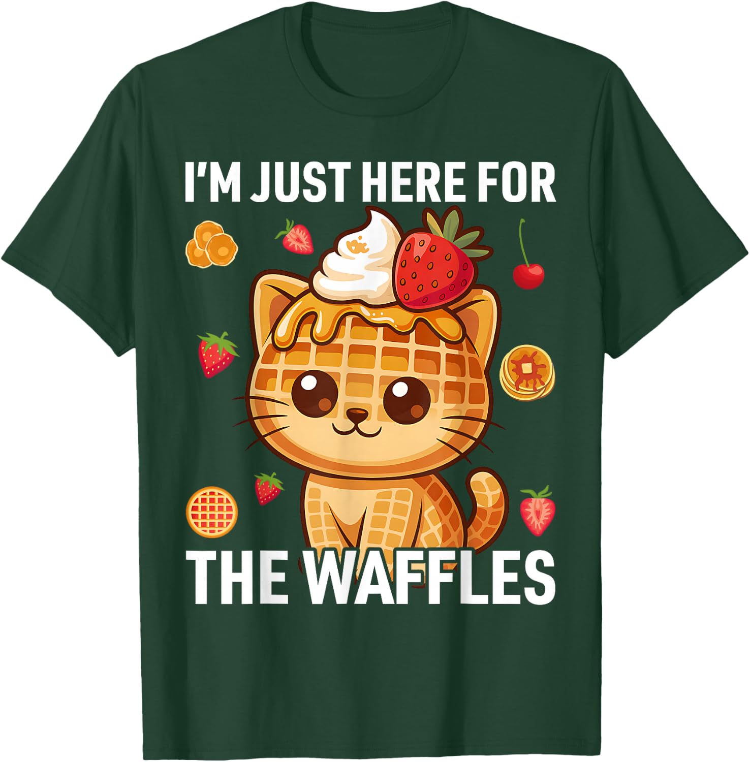 I’m Just Here for The Waffles Cute Cat Food Lover T-Shirt - T-Shirt | Forest