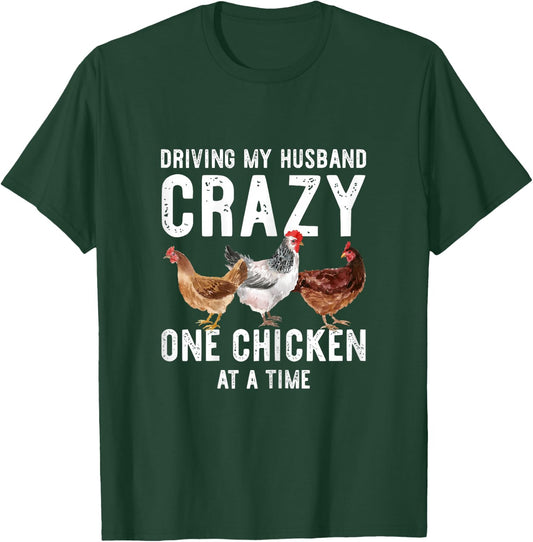 One Chicken At A Time Shirt Funny Chicken Lady Wife Mom T-Shirt - T-Shirt | Forest