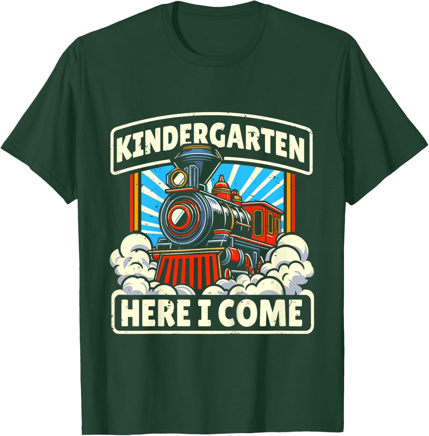 Back To School Kindergarten Here I Come Train Boys Girls T-Shirt - T-Shirt | Forest
