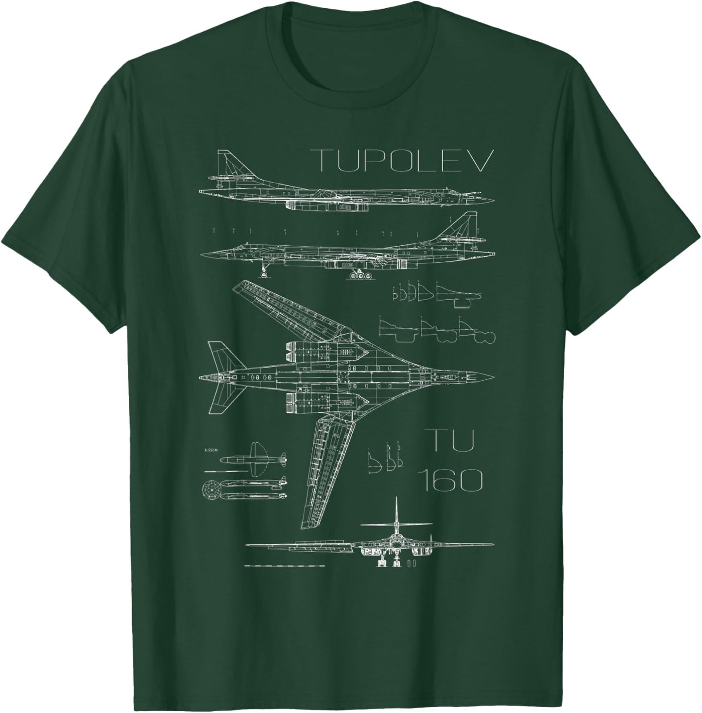 Tupolev Tu-160 Bomber Russian Military Aircraft T-Shirt - T-Shirt | Forest
