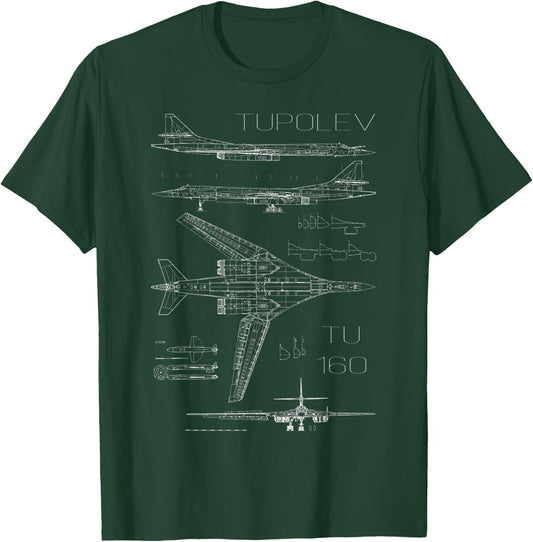 Tupolev Tu-160 Bomber Russian Military Aircraft T-Shirt - T-Shirt | Forest