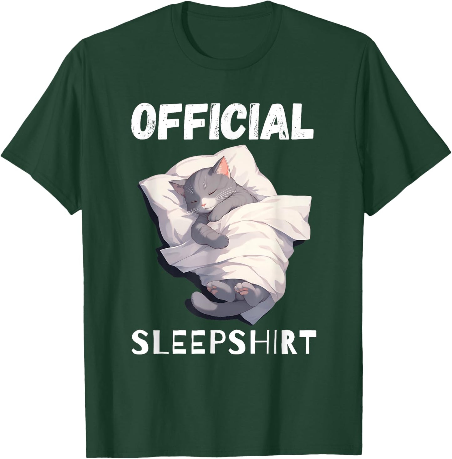 Cute Gray Sleeping Cat Official Sleeping pajamas T-Shirt - T-Shirt | Forest