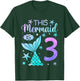 3rd Birthday Shirt Girl 3yr Three 3 Year Old Mermaid Bday T-Shirt - T-Shirt | Forest