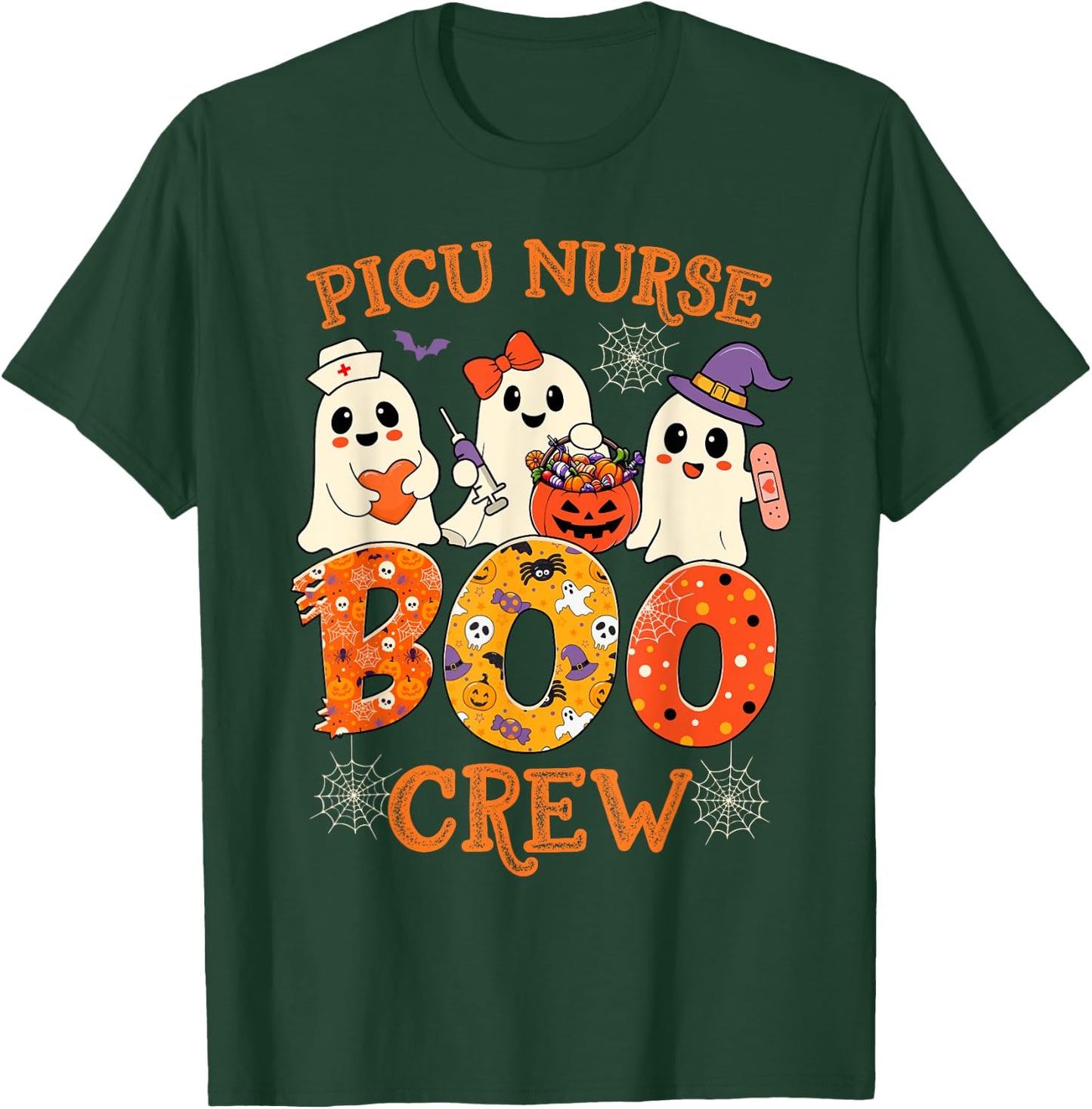Picu Nurse Boo Crew Funny Ghost Halloween Spooky Costume T-Shirt - T-Shirt | Forest
