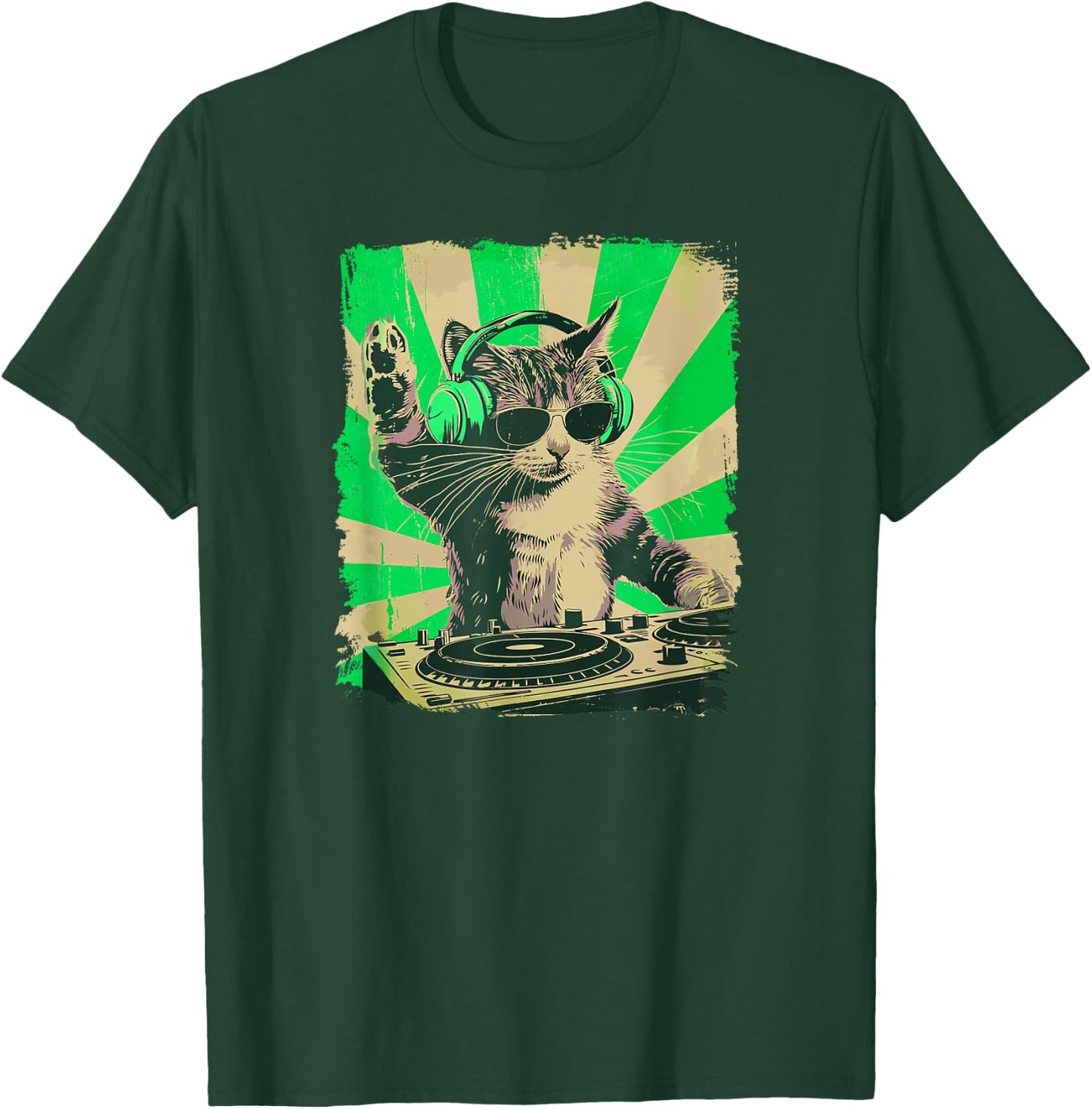 DJ Cat Disco Funny Sound Tech Headphone Techno Music Women T-Shirt - T-Shirt | Forest
