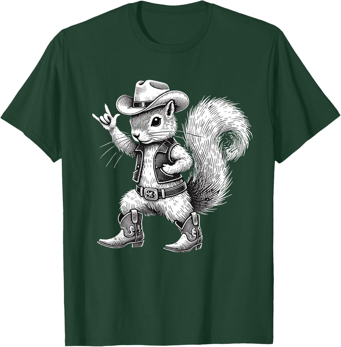 Vintage Squirrel Funny Cowboy Cowgirl Western Country Animal T-Shirt - T-Shirt | Forest