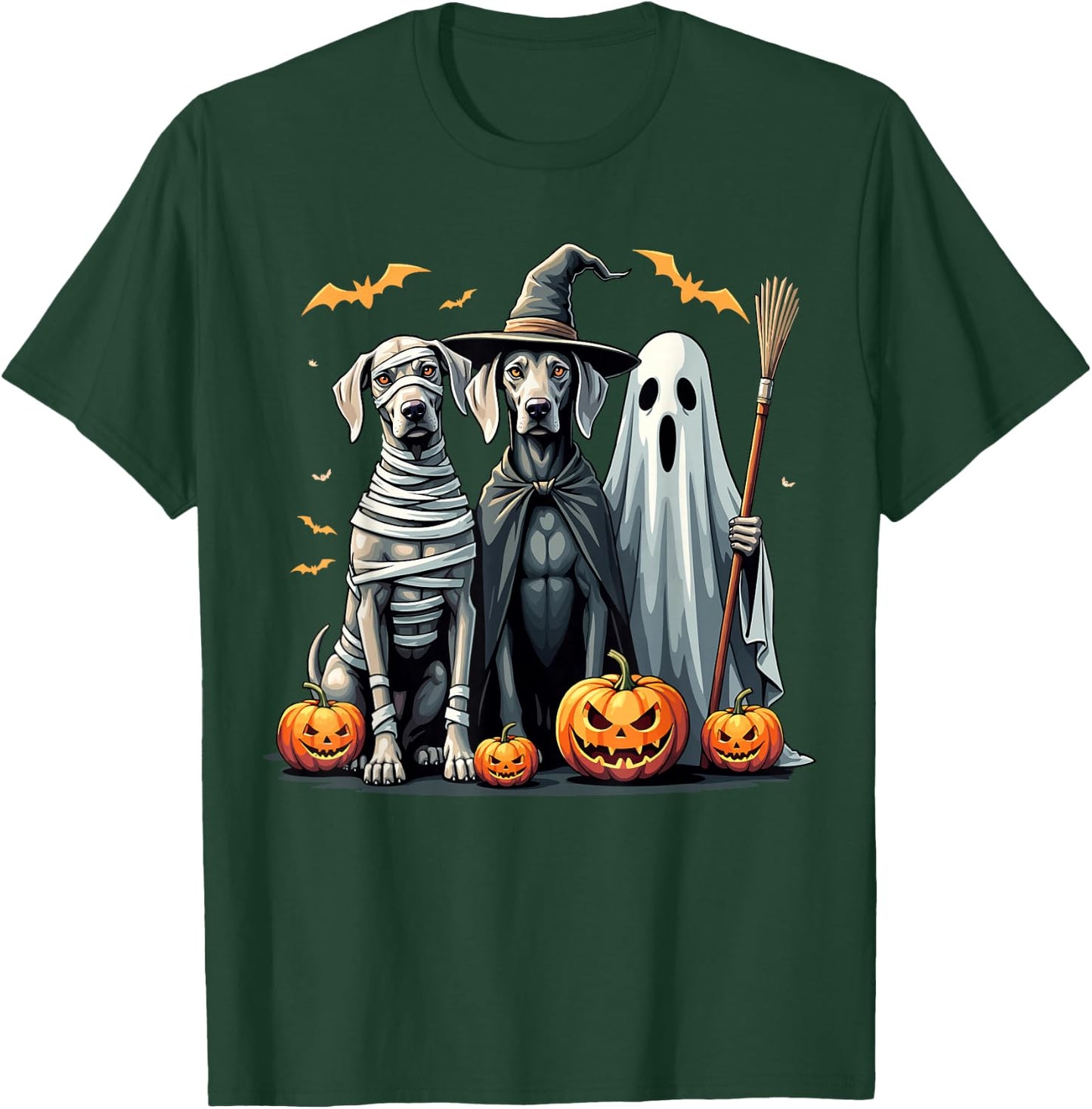 Weimaraner Halloween Costume Mummy Witch Ghost T-Shirt - T-Shirt | Forest