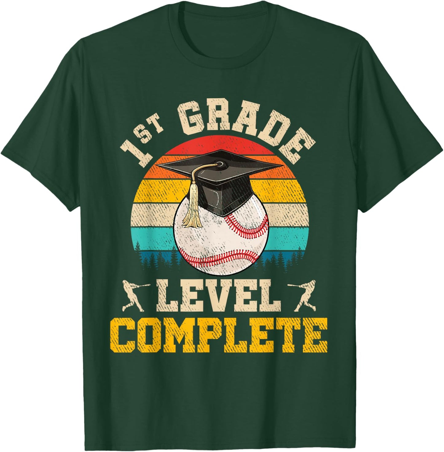 1st Grade Level Complete Baseball Boy Last Day Of School T-Shirt - T-Shirt | Forest