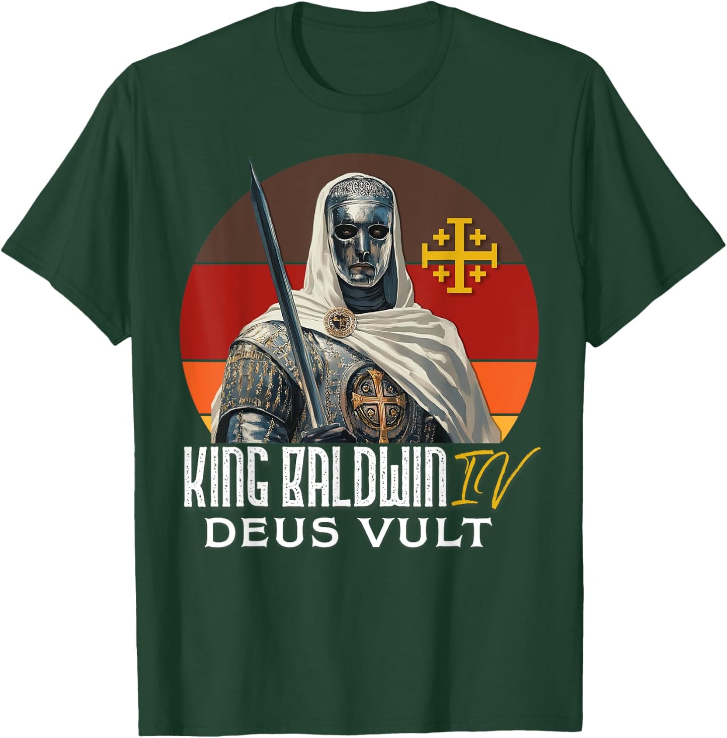 King Baldwin IV Jerusalem Cross Catholic T-Shirt - T-Shirt | Forest